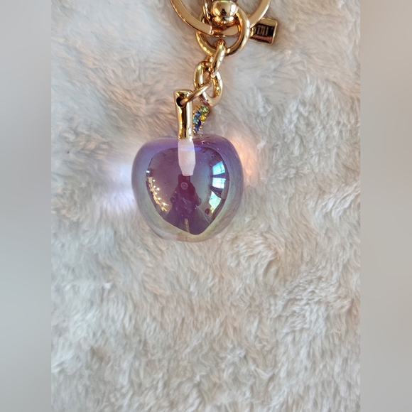Purple Apple Keychain with Gold Accents Bag Charm - Picture 3 of 4